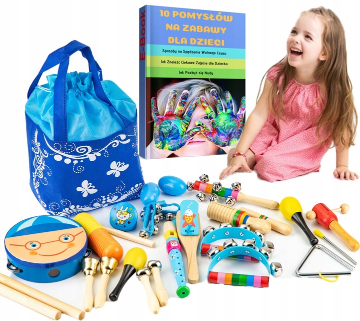 Zestaw Instrumentów Muzycznych Dzieci Drewniane Instrumenty Bębenek Flet