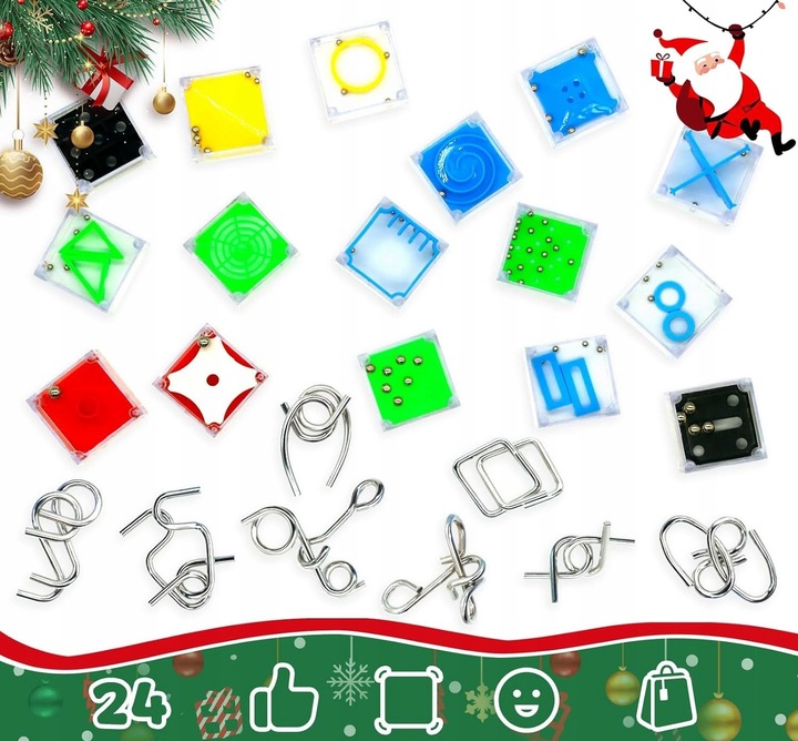 KALENDARZ ADWENTOWY 24 GRY LOGICZNE 3D ŁAMIGŁÓWKI MINI GRY ZABAKI KRATYWNE