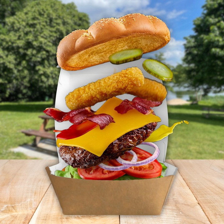 Opakowanie na Hamburgera Pudełko Burger Box Kraft Duże 150x150x80mm 100szt