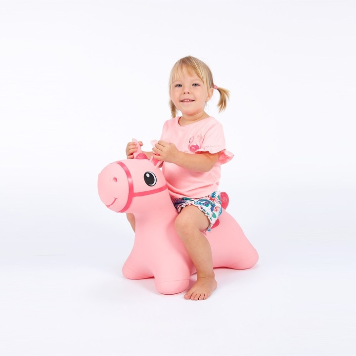 Skoczek gumowy Tootiny Hoppimals Skoczek dla dzieci z pompką KONIK różowy