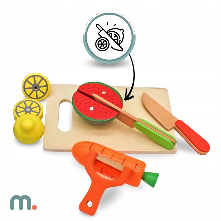 Drewniane Owoce i Warzywa Do Krojenia Zestaw XXL ze Skrzynką 17 elementów