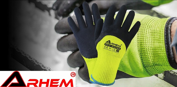 12 PAR Rękawice Robocze Ocieplane Ochronne BHP Grube Zimowe Latex Ciepłe 10