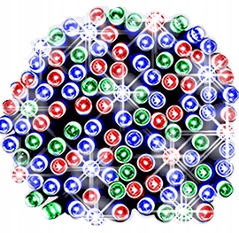 ZEWNĘTRZNE LAMPKI CHOINKOWE 1000 LED GĘSTE 50m KOLOROWE + FLESZ