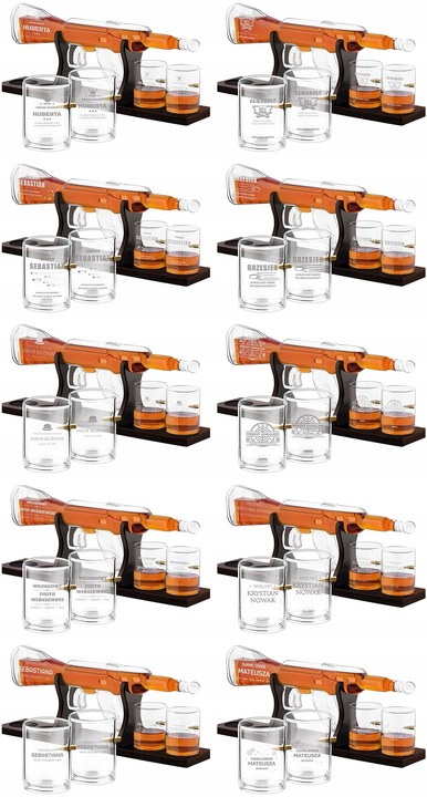 Zestaw do Whisky Karafka Karabin 4 Szklanki Grawer na Urodziny dla Faceta