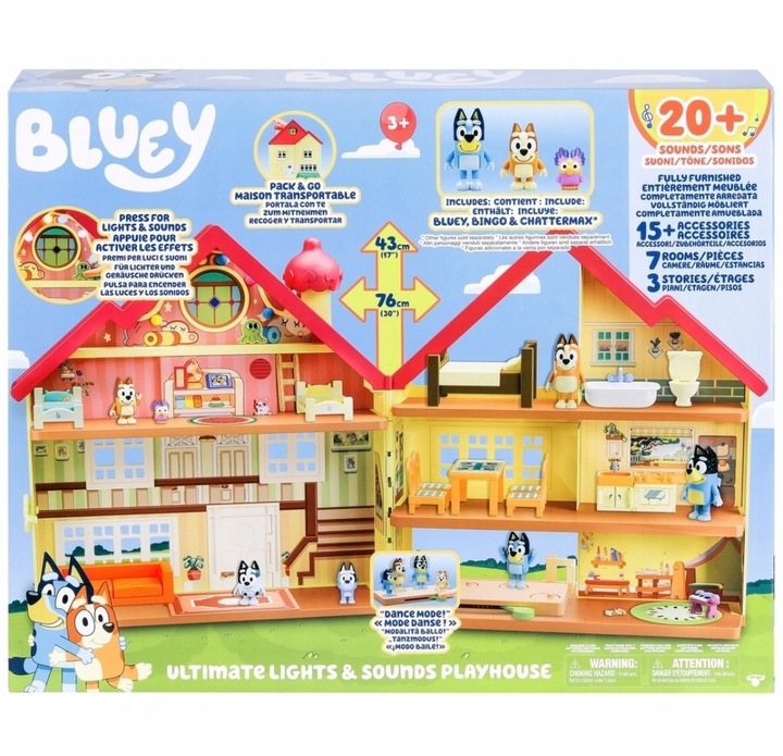 MOOSE TOYS BLUEY NIESAMOWITY DOM ZE ŚWIATŁEM I DŹWIĘKIEM DEMEK Z FIGURKAMI