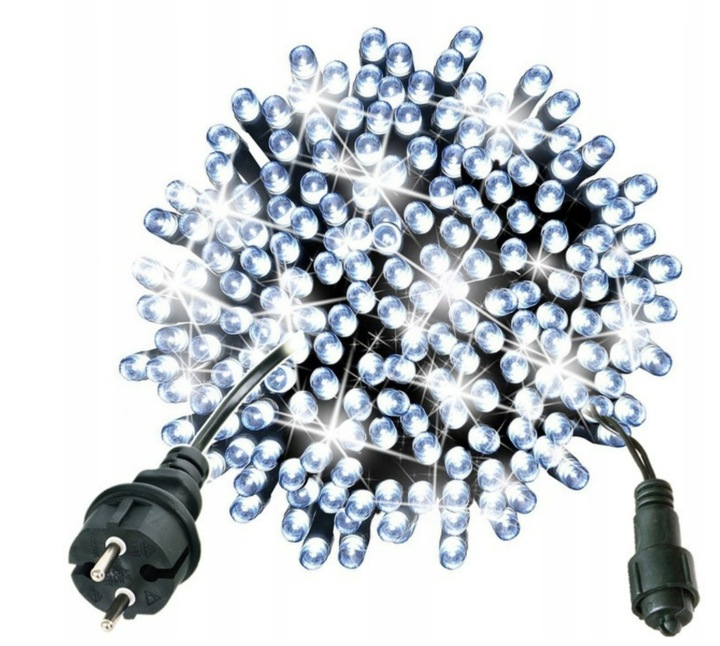 LAMPKI CHOINKOWE 500 LED STAŁE + FLASH ZEWNĘTRZNE BŁYSK IP44 BIAŁE ZIMNE