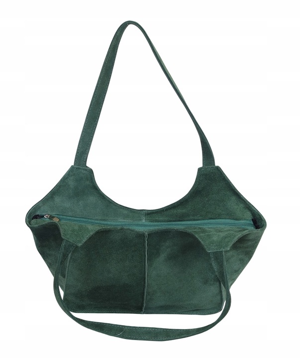 VERA PELLE Zamszowa TOREBKA duża SHOPPER BAG Praktyczne wnętrze Skóra Nat.