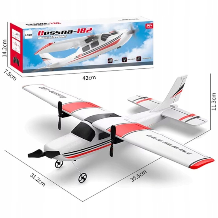 SAMOLOT ZDALNIE STEROWANY LATAJĄCY SZYBOWIEC RC MODEL CESSNA 182 PILOT 2,4