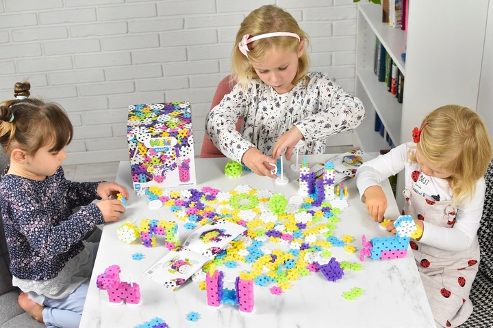 KLOCKI KONSTRUKCYJNE WAFLE MELI Basic Constructor PINK 400 el PUZZLE GOFRY