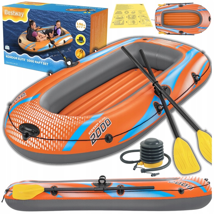 Ponton Dmuchany 2os.KONDOR Elite 2000 zestaw POMPKA WIOSŁA Bestawy 61141