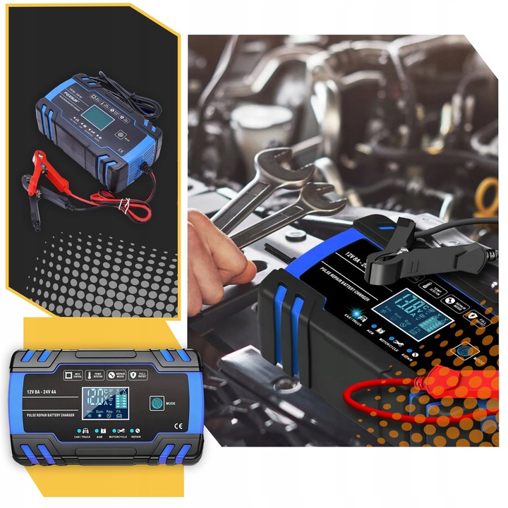 Prostownik AUTOMATYCZNY SAMOCHODOWY FUNKCJA NAPRAWY DO AKUMULATORÓW 12V 24V