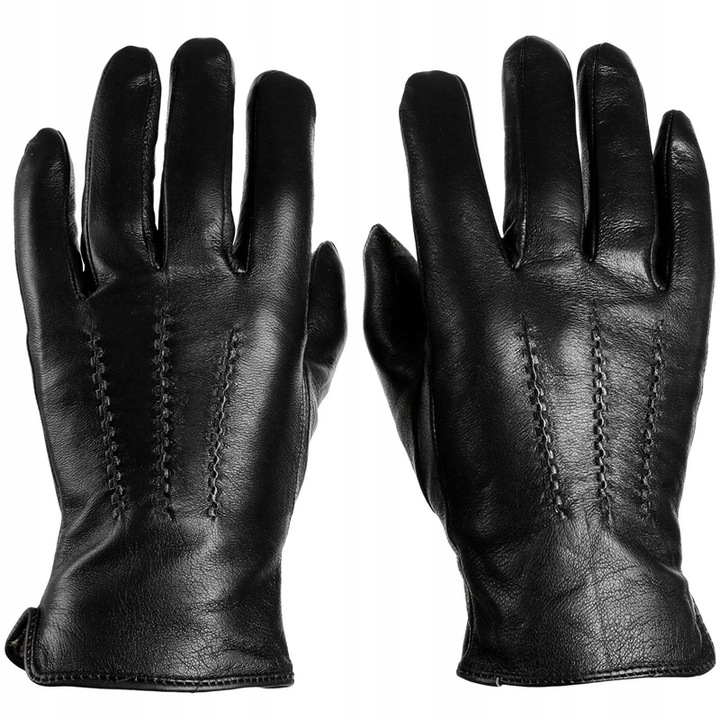 Skórzane klasyczne czarne rękawice męskie S