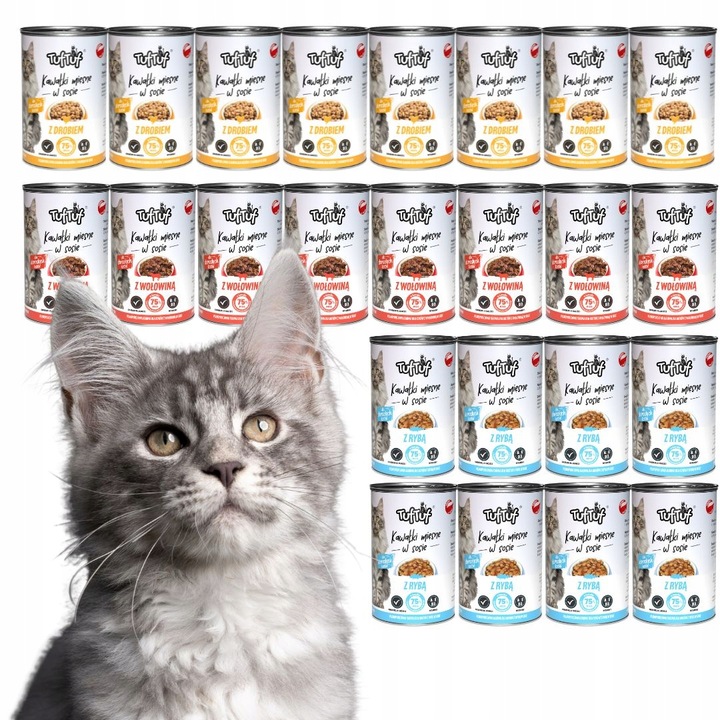 Bult Tuf Tuf kawałki 75% mięsa dla kota mix smaków zestaw 24x415g 9,96kg