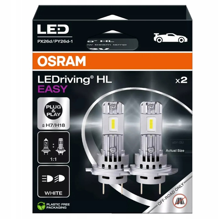 H7 LED OSRAM LEDriving HL EASY WHITE ŻARÓWKI P&P ZESTAW 6000K RETROFIT