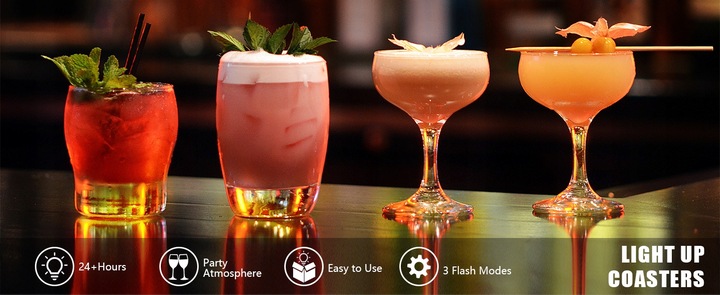 30 LED Coaster LED Naklejka Light Up Coasters 7 kolorów RGB LED na Party