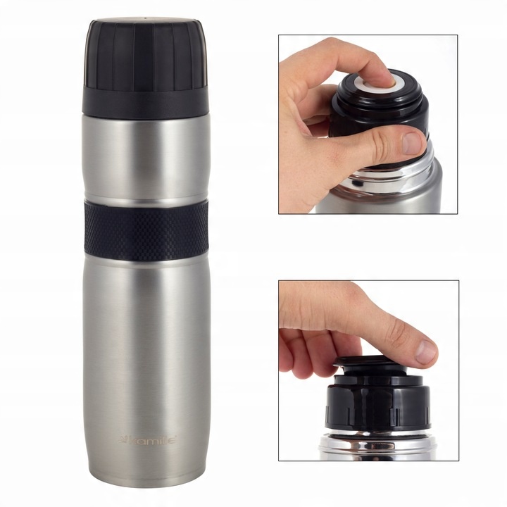 KUBEK TERMICZNY TERMOS STALOWY 100% SCZELNY pojemny bidon KAMILLE 950 ml