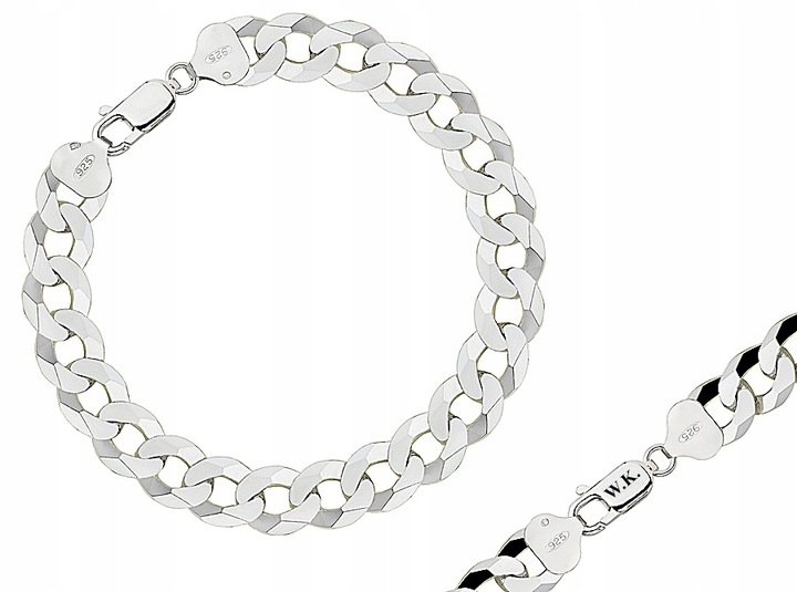 Srebrna Bransoletka Męska Pancerka 10,50 mm Diamentowana 925 Grawer Gratis