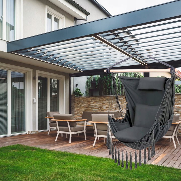 Hamak Huśtawka Fotel Wiszący Brazylijski Ogrodowy Bujany + 3 poduszki BOHO