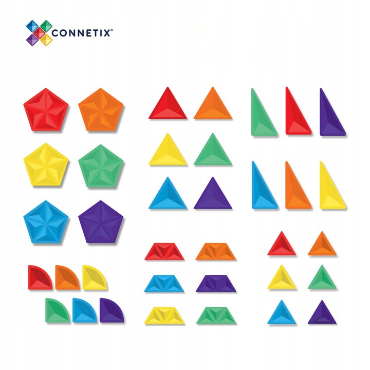 klocki magnetyczne Rainbow Shape Expansion Pack 36 el. Connetix kształty