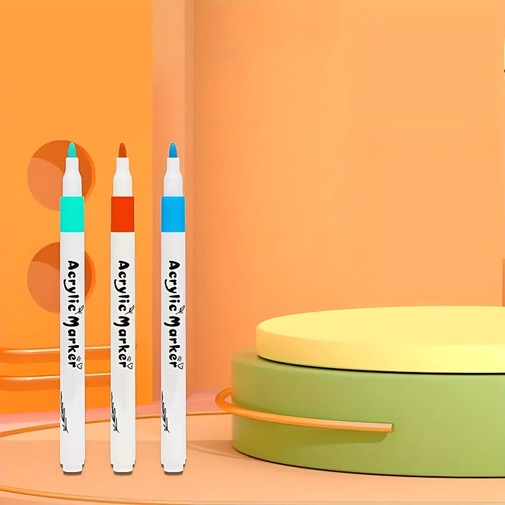 MARKERY AKRYLOWE PISAKI do KAMIENI UBRAŃ FLAMASTRY MAZAKI WODOODPORNE 24szt