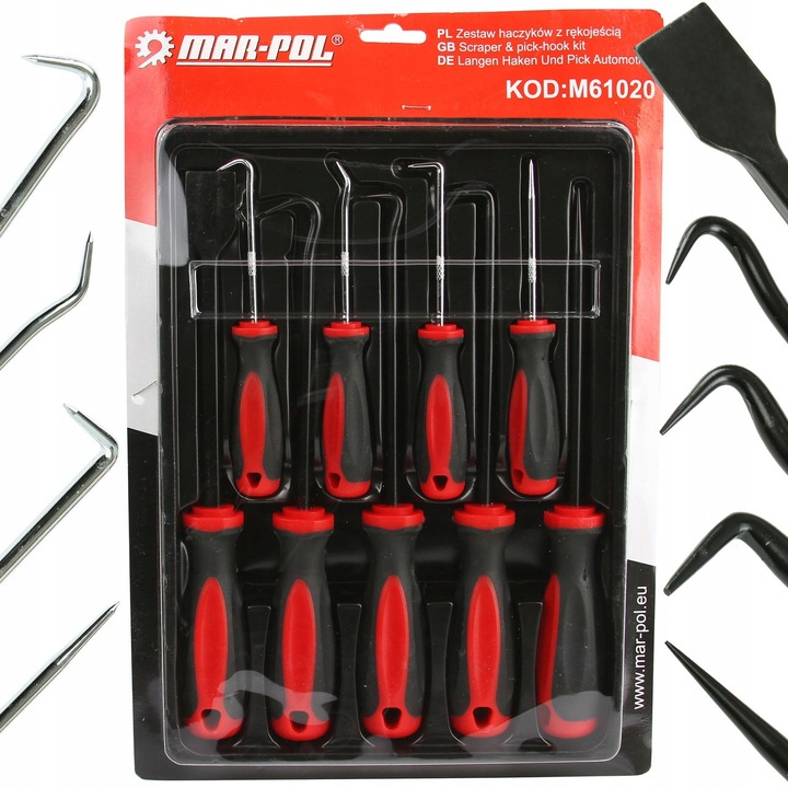 ZESTAW ŚRUBOKRĘTÓW HACZYKÓW NARZĘDZIOWYCH GROTY DO USZCZELEK ORINGÓW M61020