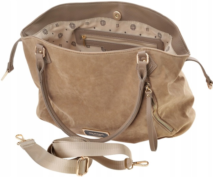 Monnari Torba Worek Luźna Torebka Zamszowa Miękka Shopperka Na Ramię