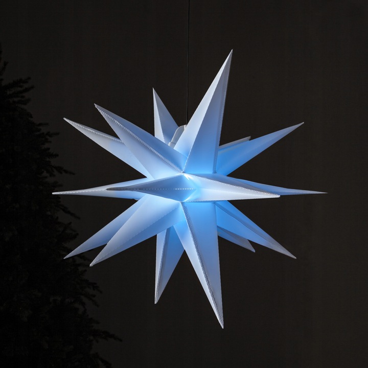 Gwiazda wisząca biała 3D Led ALICE 57 cm na baterie