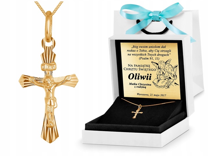 ZŁOTY KOMPLET 333 KRZYŻYK Z ŁAŃCUSZKIEM ZZ92