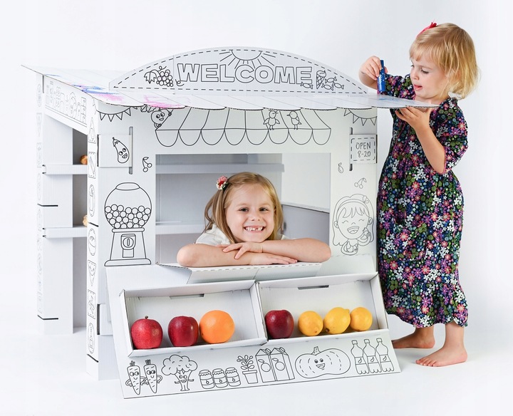 Duży Stragan Tekturowy Zabawa w sklep Pomysł na prezent dla dzieci