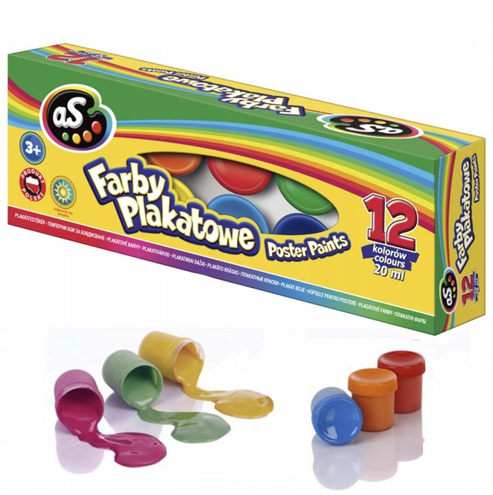 AS Farby plakatowe 12 kolorów - 20 ml