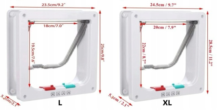 DRZWICZKI WAHADŁOWE DLA KOTA PSA DRZWI DWUSTRONNE Z KLAPĄ 4 SPOSOBY XL