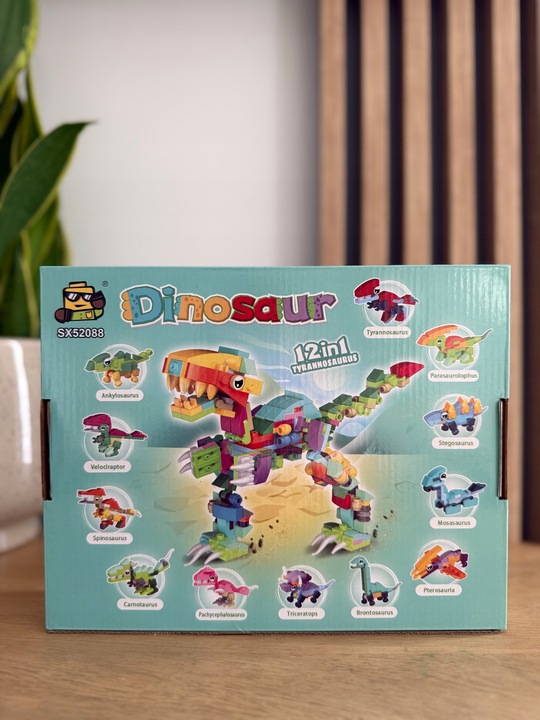KLOCKI KONSTRUKCYJNE 12w1 DINOZAURY DINO ZABAWA KALENDARZ ADWENTOWY PREZENT