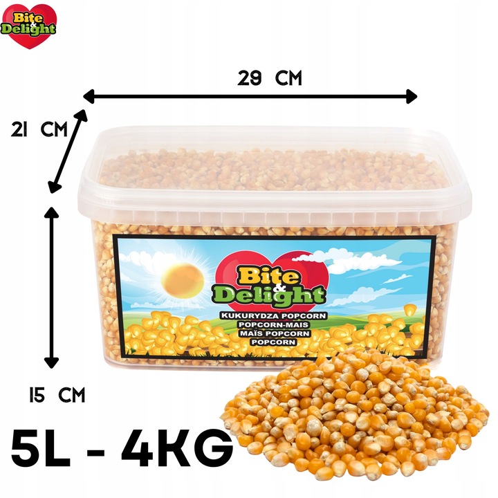 POPCORN KUKURYDZA ZIARNO DO PRAŻENIA BEZ SOLI 99,8% OTWARTYCH ZIAREN 4kg