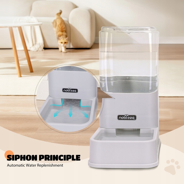 DOZOWNIK KARMY I WODY AUTOMATYCZNY PODAJNIK MISKA DLA PSA 2 x 3,8L szary