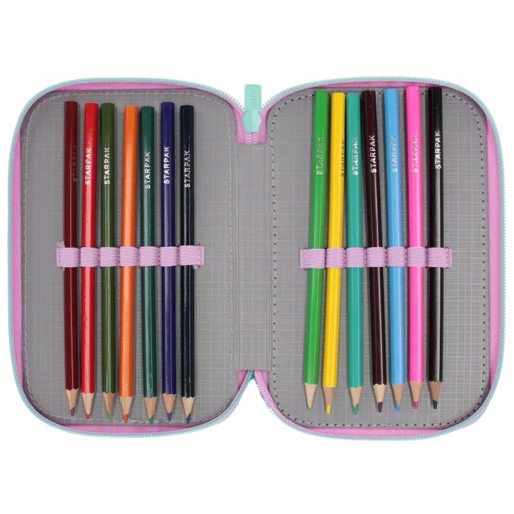 PIÓRNIK TRZYKOMOROWY Z WYPOSAŻENIEM DLA DZIEWCZYNKI OMBRE KOT PIES KOTKIEM