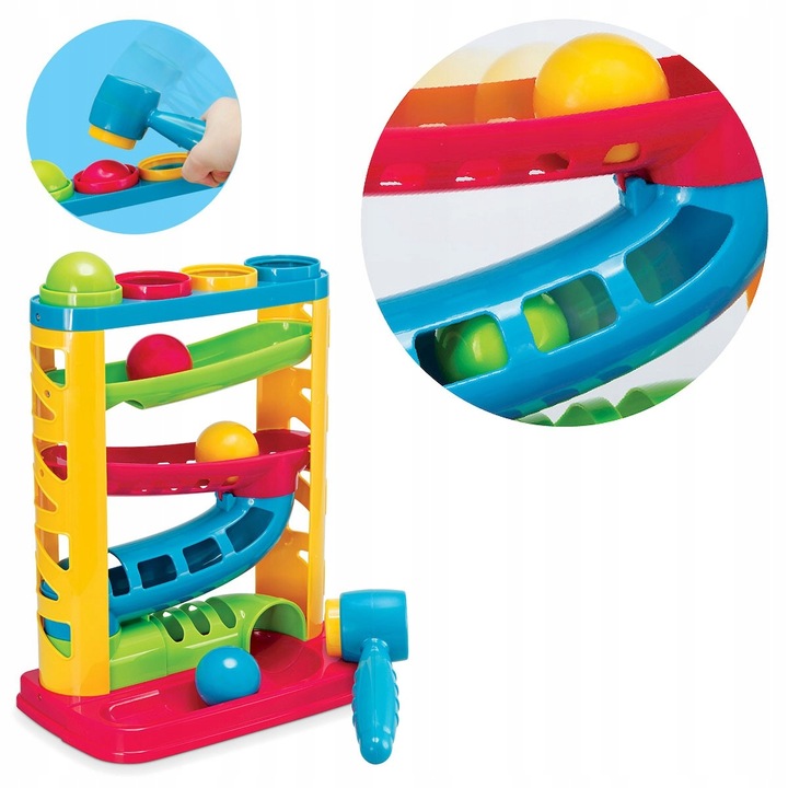 SMILY PLAY Zjeżdżalnia z piłeczkami i młotkiem piłeczki dla dzieci 12m+