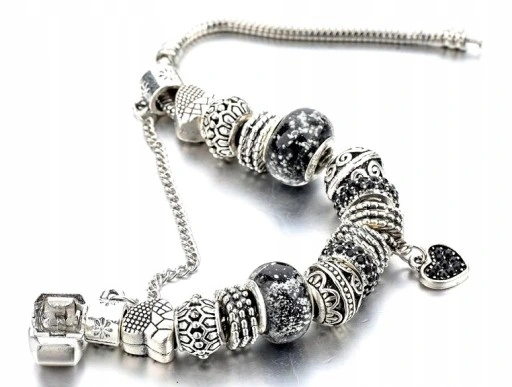 Bransoletka modułowa charms srebrna serduszko