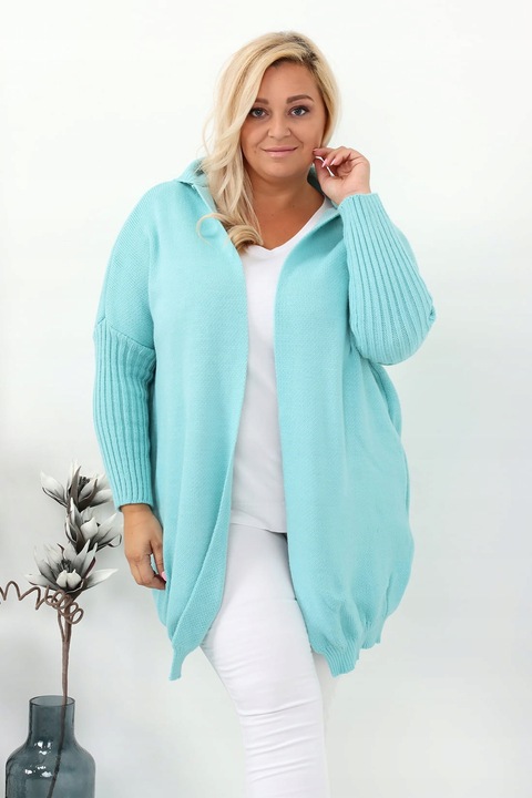 Narzutka kardigan oversize miętowa plus size