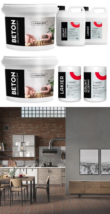 e-concreto Beton Architektoniczny Tynk ZESTAW na 30m2 (szary)