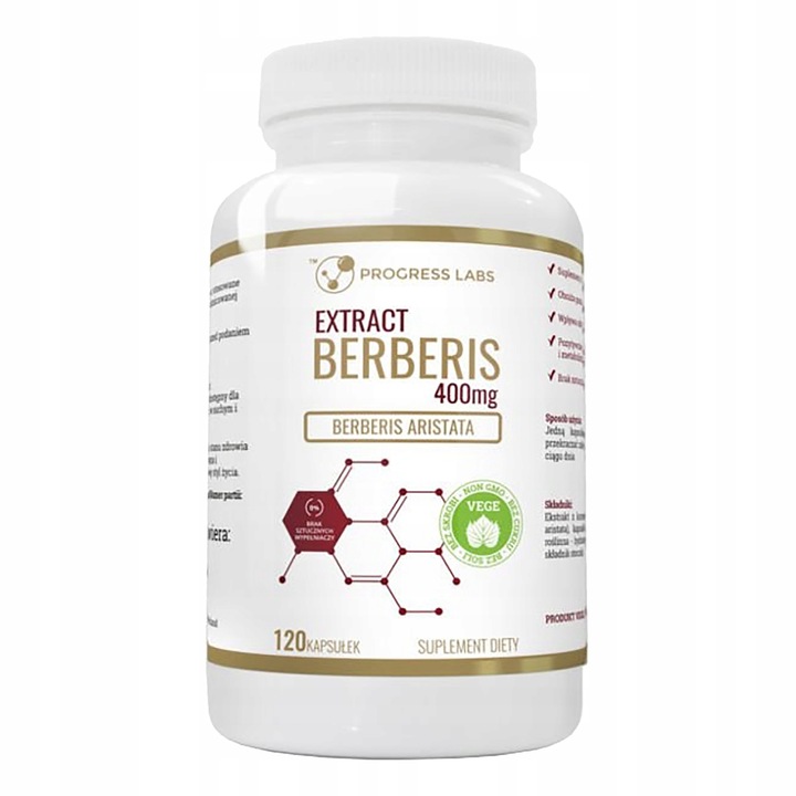 Berberys Extract Korzeń 400mg Berberyna Produkt Vege 120kap. Progress Labs