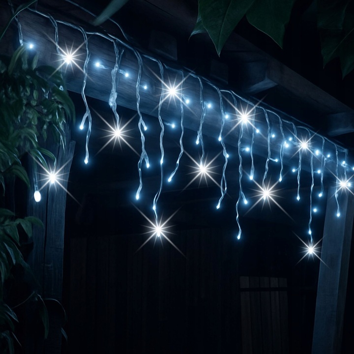 SOPLE 500 LED KURTYNA LAMPKI ZEWNĘTRZNE IP44 FLASH Białe ZIMNE 25M GRUBE