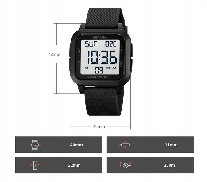 Zegarek męski SKMEI elektroniczny czytelna tarcza wiele funkcji