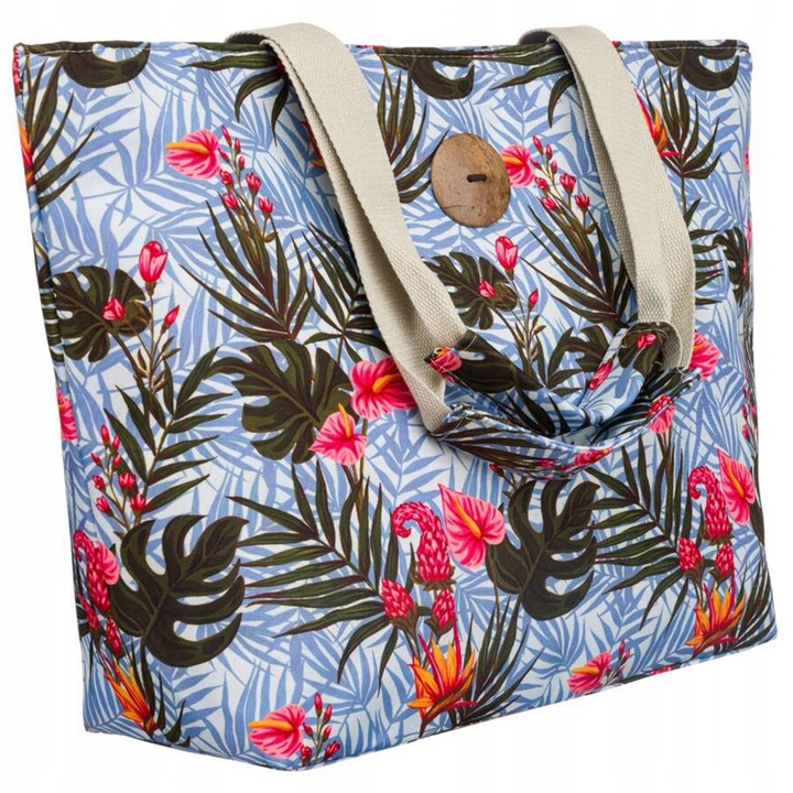 Torba Plażowa Duża Zapinana Na Zamek Torebka Shopper z Podszewką Piknik XXL