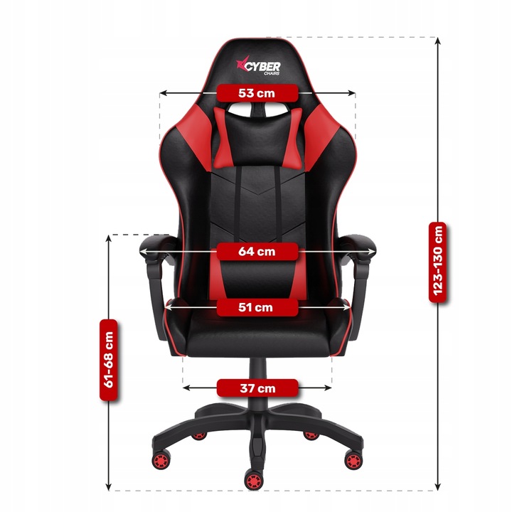 FOTEL GAMINGOWY CYBER CHAIRS X-LOGIC RED - BIUROWY