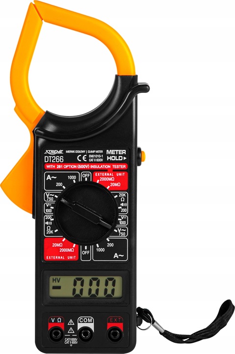 MULTIMETR MIERNIK CĘGOWY CYFROWY PRĄDU PRZEWODY POMIAROWE ETUI 6F22ND LCD