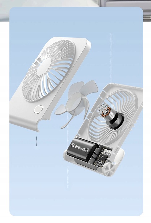 Wiatrak Wentylator Biurkowy Mini Wentylator Biurkowy USB 3 Prędkości Biały