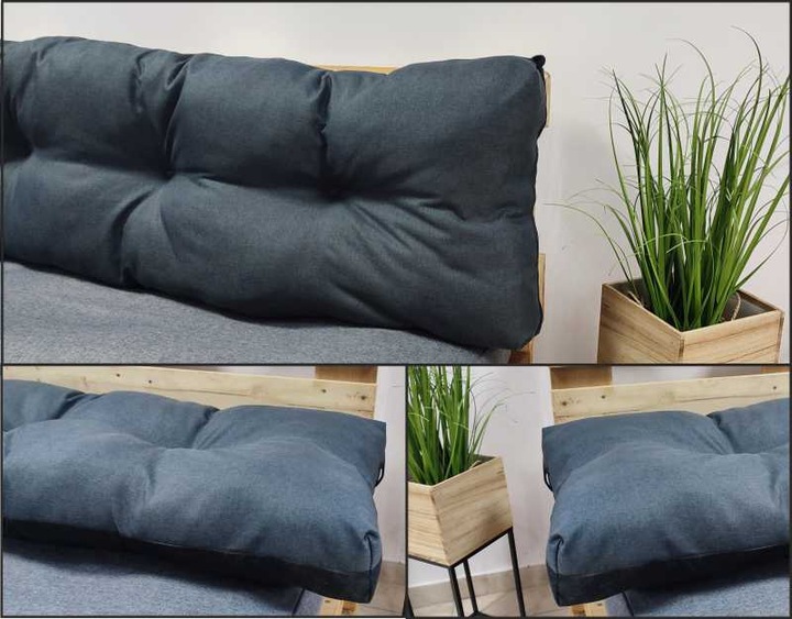 2 x Poduszka na palety do Ogrodu 120 cm x 40 cm EKO grafit ZESTAW 2 sztuk