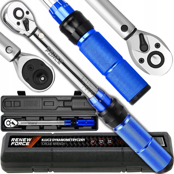 MOCNY Klucz Dynamometryczny z Blokadą Skala 1-2" 10-60nm Etui WYSOKA JAKOŚĆ