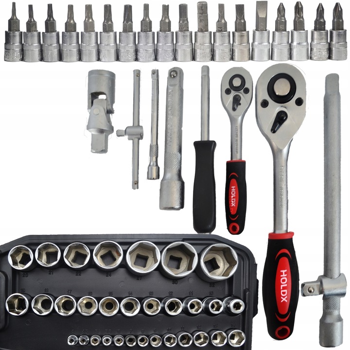 DUŻY ZESTAW KLUCZY NASADOWYCH 108 ELEMENTÓW HOLDX DLA MAJSTERKOWICZA