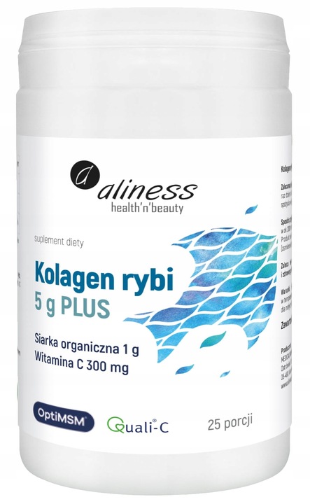 Aliness KOLAGEN RYBI 5g PLUS siarka optiMSM WITAMINA C w proszku
